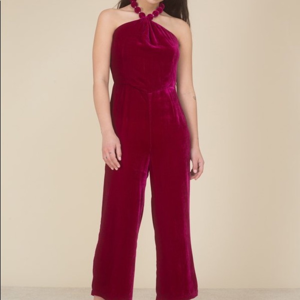 Samantha Pleet Silk Velvet Pendent Jumpsuit Sz 12